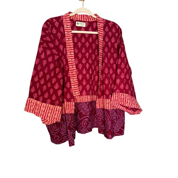 Marketplace Kantha quilted pink kimono jacket - Picture 1 of 8